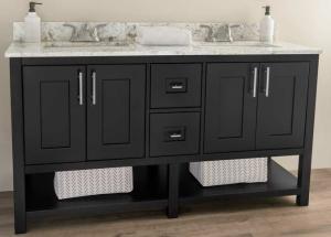 60 Inch Contemporary Vanity in Shaker Black