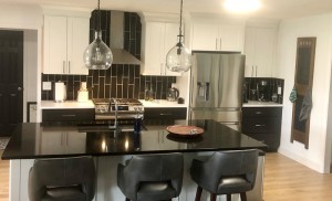 Shaker Black Kitchen Cabinet Bases with Shaker White Upper Cabinets
