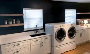 Shaker White Cabinets in Laundry Room