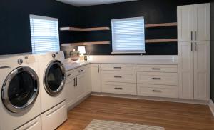 Shaker White Cabinets in Laundry Room
